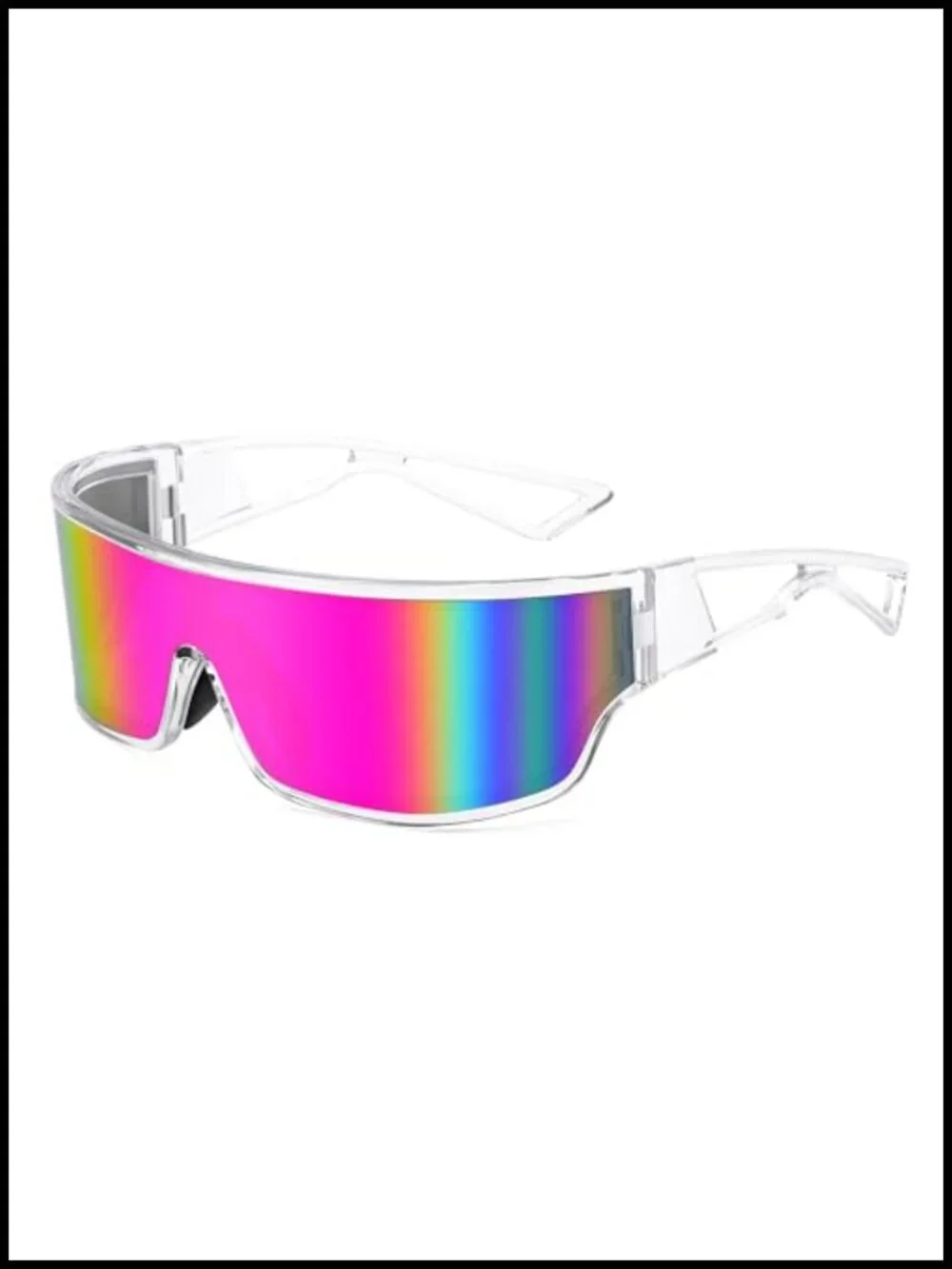 Futuristic Wrap Sunglasses Flat Top Mirrored One Piece Lens UV400 Shield